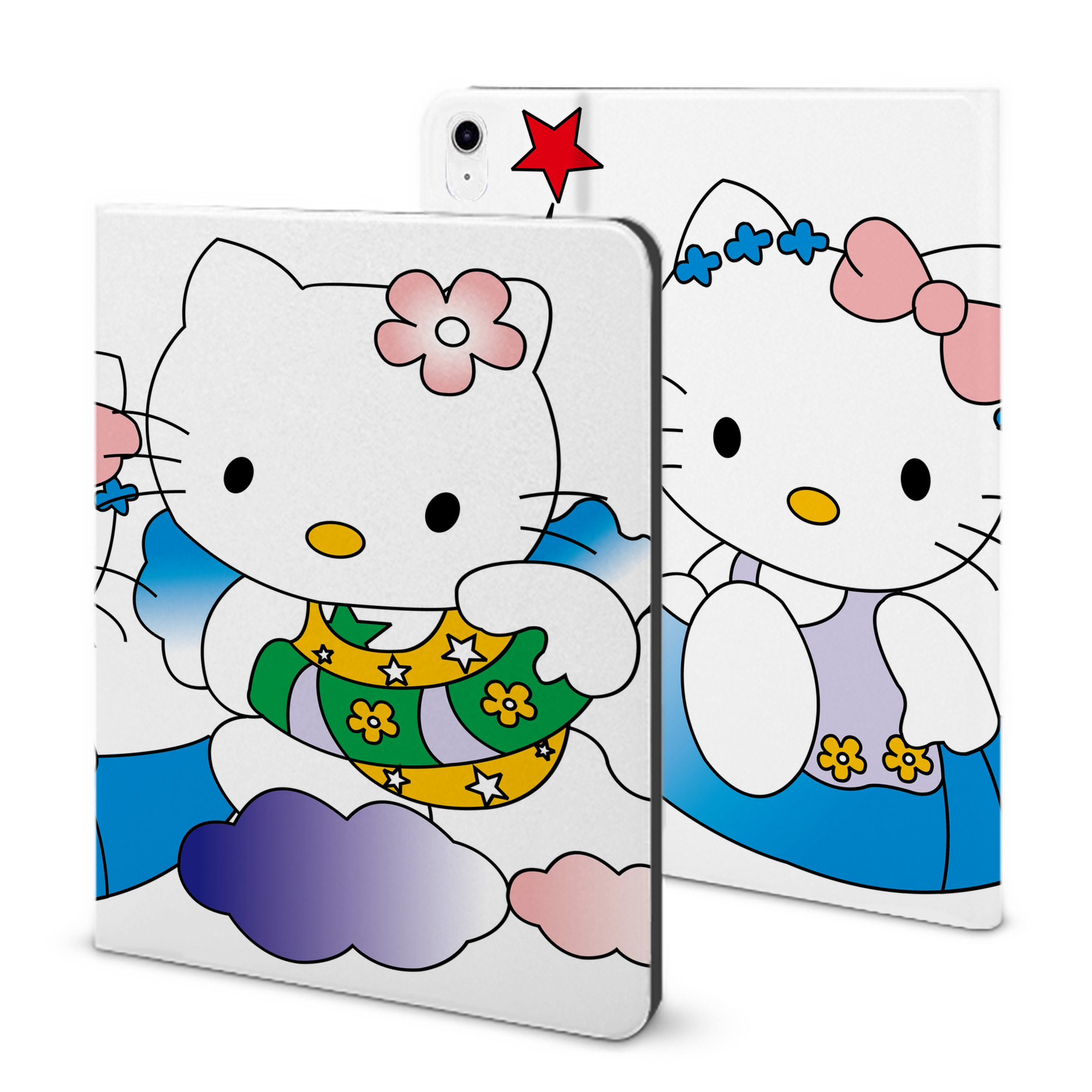 （画像用） Hello Kitty ハローキティ IPad ケース ブック型 PUレザー TPU 耐衝撃 軽量 薄型 ペン収納なし 全面保護 IPad 各モデル対応